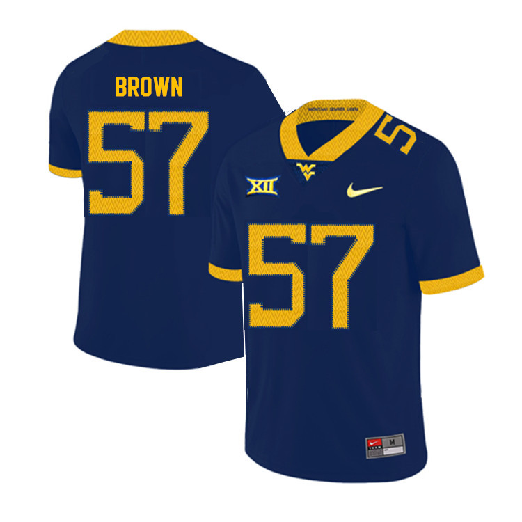 2019 Men #57 Michael Brown West Virginia Mountaineers College Football Jerseys Sale-Navy - Click Image to Close